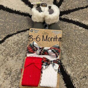 Set of Girl's Size 2 Baby Boots with 0-9 Mos Headbands and Socks - NWT!